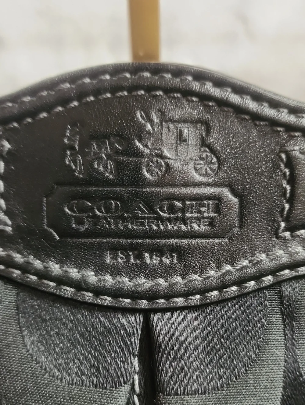 Coach Black 2009 Signature Leatherware Jacquard Shoulder Bag w/ Leather Trim - Picture 6 of 16